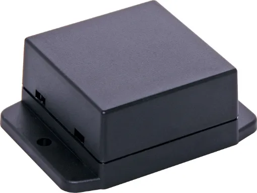 A wide selection of flanged boxes with snap fit lids which allow access to internal circuitry without unscrewing the flange screws. Great for small circuits, control boxes, relays and industrial controls.  Base fitted with four PCB posts, lid has four cable entry mouldings which may be knocked out. All dimensions ±0.5mm & exclude flanges