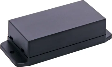 90Lx45.5Wx27.5Hmm ABS Snap Together Flange Mount Box A wide selection of flanged boxes with snap fit lids which allow access to internal circuitry without unscrewing the flange screws. Great for small circuits, control boxes, relays and industrial controls.  Base fitted with four PCB posts, lid has four cable entry mouldings which may be knocked out. All dimensions ±0.5mm & exclude flanges