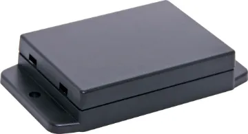 105Lx70.5Wx20.5Hmm ABS Snap Together Flange Mount Box A wide selection of flanged boxes with snap fit lids which allow access to internal circuitry without unscrewing the flange screws. Great for small circuits, control boxes, relays and industrial controls.  Base fitted with four PCB posts, lid has four cable entry mouldings which may be knocked out. All dimensions ±0.5mm & exclude flanges