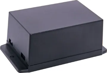 105Lx70.5Wx50.5Hmm ABS Snap Together Flange Mount Box A wide selection of flanged boxes with snap fit lids which allow access to internal circuitry without unscrewing the flange screws. Great for small circuits, control boxes, relays and industrial controls.  Base fitted with four PCB posts, lid has four cable entry mouldings which may be knocked out. All dimensions ±0.5mm & exclude flanges