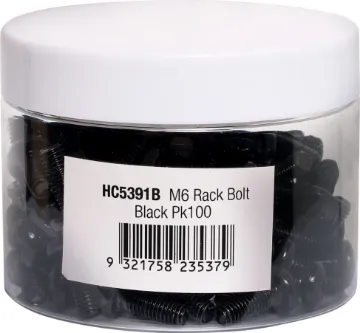 M6 Black Pan Phillips Rack Bolt Jar 100pcs M6 x 16mm black. Phillips head. Ideal for use with 19" racking systems.  Pack Qty: 100