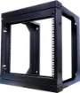 An open frame hinged wall mount 9RU 19” rack system designed for wall mounting equipment up to 420mm deep. Ideal for combinations of patch panels, security and audio equipment.