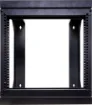 An open frame hinged wall mount 9RU 19” rack system designed for wall mounting equipment up to 420mm deep. Ideal for combinations of patch panels, security and audio equipment.