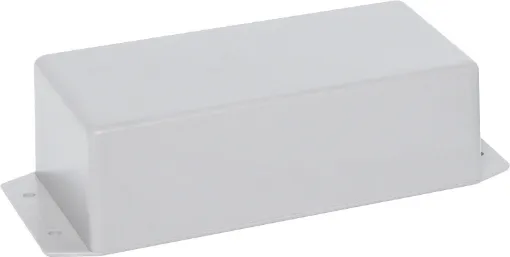 Flanged versions of our popular jiffy boxes allowing wall or chassis mounting. 
UB3 size 130Lx67Wx43Hmm, grey.