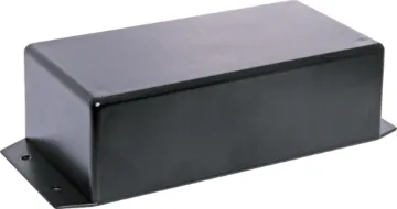UB3 (130Lx67Wx43Hmm) Black ABS Flanged Jiffy Box Flanged versions of our popular jiffy boxes allowing wall or chassis mounting. 
UB3 size 130Lx67Wx43Hmm, black.