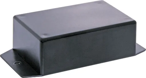 Flanged versions of our popular jiffy boxes allowing wall or chassis mounting. 
UB5 size 82Lx54Wx30Hmm, black.