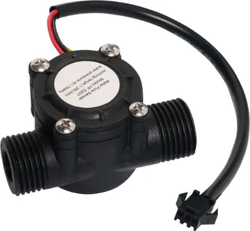 YF-S201 Hall Effect Water Flow Sensor The YF-S201 Hall Effect Water Flow Meter Sensor comes with three wires: red (5-24VDC power), black (ground) and yellow (Hall effect pulse output).