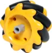 A plastic Mecanum wheel for robotics projects requiring omnidirectional movement. 