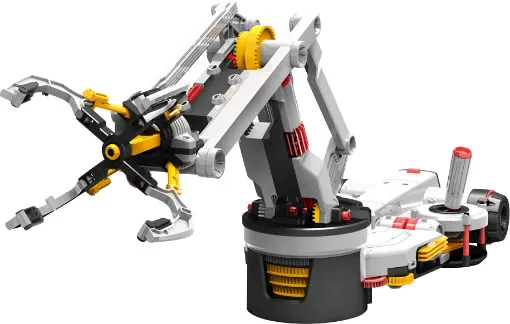 Looking for a unique robotic arm with exclusive features? This innovative arm will definitely surprise you. Unlock the safety switch and press on the red racing-car power button, the robotic arm directly enters stand-by mode and the rumbling of operation leads you the way to a mechanical gaming experience. 