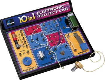 10 In 1 Electronics Lab Kit These simple kits are a great introduction to the world of electronics. Basic principles are covered and assembly is completely solderless using a series of spring loaded terminals.