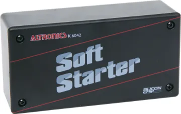 240V Mains Soft Starter Kit (SC April '12) Are you alarmed by the juicy "splatt" from your mains power point when you plug in something like a large plasma TV set? Do you sometimes burn out light and power point switches because of