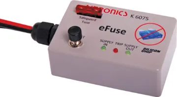 eFuse Resettable 12V Circuit Breaker Kit Ideal for automotive fault-finding * Set for any current between 315mA and 10A. This resettable Electronic Fuse (eFuse) can be used temporarily in place of a conventional fuse when fault-finding.