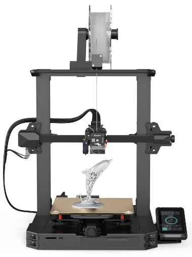 This high performance 3D printer with a more aesthetic, streamlined design, features a brand new nozzle made of brass that can stand up to +300°C printing temperature and is compatible with PLA, ABS, PVA, TPU, PA, PETG and wood.