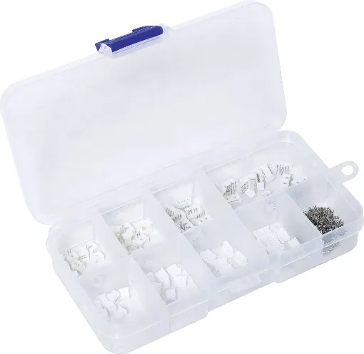 An assortment of right 1.25mm pitch angle boxed PCB connectors and matching plugs in 2, 3, 4 and 5 way varieties.