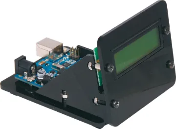 Acrylic MegaStand for Arduino A cut down MegaBox which provides a backlit 16x2 LCD for simple readouts, plus room to customise the front panel with buttons or IR sensor. UNO (sold separately) fits neatly behind the screen and provides room for add-on shields as required.
