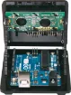 A cut down MegaBox which provides a backlit 16x2 LCD for simple readouts, plus room to customise the front panel with buttons or IR sensor. UNO (sold separately) fits neatly behind the screen and provides room for add-on shields as required. 