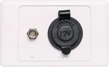 Caravan Antenna & Car Accessory Socket 12V DC Wallplate Includes weather resistant car accessory socket and back to back F antenna 
connector. Ideal for caravans and RV's.