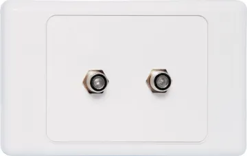 F Type Antenna/Aerial Dual Outlet Wallplate Fitted with back to back F type connector for easy termination. Includes two facia covers to suit your decor.