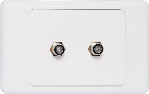 Fitted with back to back F type connector for easy termination. Includes two facia covers to suit your decor.