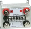 A 100A shunt box designed for use in high current remote power, off-grid and PV backup systems. Rated up to 100A it provides connections between the batteries and the load using screw terminals and heavy duty binding posts. Maximum voltage 16V (ie: suits 12V battery systems only). Dimensions: 125W x 62H x 82Dmm.