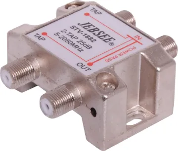 20db 2050MHz 2W MATV Tee Tap For use in large distributed MATV systems. These Tee units tap off the exact signal level required for each outlet. Available in either 2 way or 4 way in five different signal variations. All housed in zinc diecast housing fitted with F connectors for eas