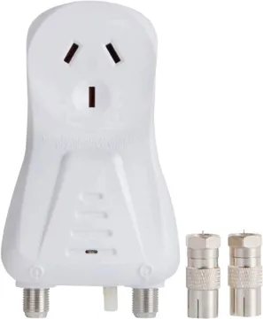 1 In To 1 Out TV Signal Amplifier This simple TV signal amplifier is ideal for areas where reception is slightly weak. Provides  up to 20dB of gain to boost to the signal for improved reception. Includes 2 PAL female to F type male adaptors.