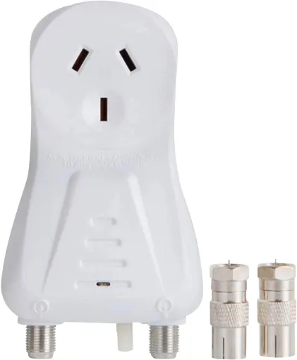This simple TV signal amplifier is ideal for areas where reception is slightly weak. Provides  up to 20dB of gain to boost to the signal for improved reception. Includes 2 PAL female to F type male adaptors.
