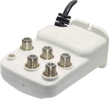 4 Way MATV Booster Amplifier / Splitter F Type 	 These amplifiers are ideal for use at home where you want to operate more than one TV. Installation is simple. Run a single cable from each outlet back to the amplifier. Boosts antenna signal by approximately 10-12dB which ensures a strong signal for im