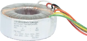 100W 100V Line PA Audio Transformer These high power, high efficiency toroidal transformers are designed for matching  8 ohm speakers to 100V line amplifier systems.