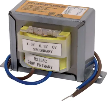 6-15V / 240V 1A EI Core Transformer Primary fitted with 200mm fly leads. Secondary taps have solder tags.