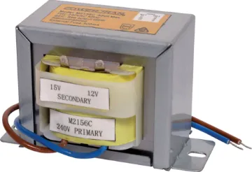 6-15V / 240V 2A EI Core Transformer Powertran EI-Core 240V AC mains transformer with 2A multi tapped secondary configuration. 0V, 6V, 9V, 12V and 15V secondaries are available at 2A current output. Primary is fitted with 200mm flyleads. Secondary taps have solder tags. Fully electrical authority approved for AS/NZS 61558.2.6.