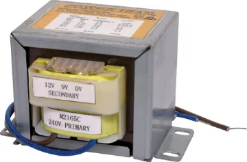 9-24V / 240V 60VA EI Core Transformer Powertran EI-Core 240V AC mains transformer with 6.6A dual multi tapped secondary configuration. Two sets of 0V, 9V and 12V secondaries are available at a maximum current of 6.6A (max current when 9V secondaries connected in parallel) . Primary is fitted with 200mm flyleads. Secondary taps have solder tags. Fully electrical authority approved for A