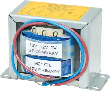 12-30V / 240V 100VA EI Core Transformer Powertran EI-Core 240V AC mains transformer with 6A dual multi tapped secondary configuration. Two sets of 0V, 12V and 15V secondaries are available at a maximum current of 6A (max current when secondaries connected in parallel) . Primary is fitted with 200mm flyleads. Secondary taps have solder tags. Fully electrical authority approved for AS/NZS