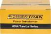 Efficient toroidal transformer with 25V secondaries. 80VA rated.
