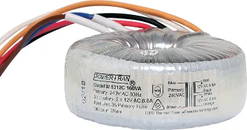 12 + 12 160VA Toroidal Transformer <B>Note: </B>Must be used with a 3A external AC fuse.