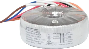 15 + 15 160VA Toroidal Transformer <B>Note: </B>Must be used with a 3A external AC fuse.