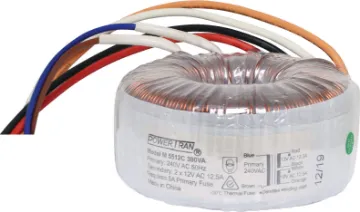 12 + 12 300VA Toroidal Transformer Efficient toroidal transformer with 12V secondaries. 300VA rated.