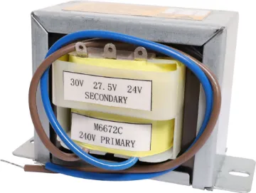 240V 15-30V 1A Transformer Primary fitted with 200mm fly leads.  Secondary taps have solder tags.