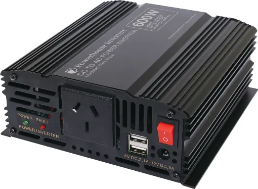This compact 600W modified sine wave power inverter is ideal for providing AC power to appliances whilst away from mains power.