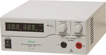 1-30V 20A Regulated Lab Power Supply A 1-30V, 20A adjustable current limiting power supply. Both voltage and current settings may be set in fine or coarse modes allowing precise adjustments. Includes three programmable preset outputs.