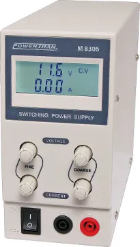 30V 5A Regulated Bench Top Power Supply A compact, efficient bench top power supply for use in servicing, repair and design of electronics. The low noise switchmode design offers excellent regulation for low current requirements.