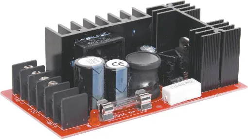 These modules are a complete regulated power supply and battery charger in one compact package. With the appropriate transformer they can be configured to deliver either 6V, 12V or 24V DC. Voltage selection is via an on board DIP switch. Both models incor