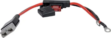 0.3m Ring Terminal To Anderson Style Cable with Inline fuse This Anderson style ring terminal adaptor cable allows you to permanently connect an Anderson style connection cable to your vehicles battery.
