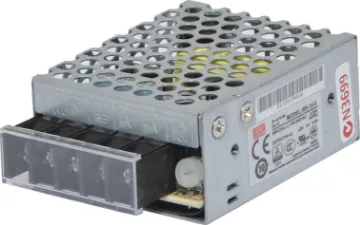 RS-15-5 15W 5VDC Switchmode Power Supply The Mean Well RS-15-5 has a rated output of 15W at 5V DC. This range of switchmode power supplies offer high efficiency DC power in a compact enclosure. They are designed to be installed within a secondary cabinet as the 240V input terminals are exposed.