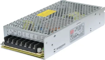 RS-150-5 130W 5VDC Switchmode Power Supply The Mean Well RS-150-5 has a rated output of 130W at 5V DC. This range of switchmode power supplies offer high efficiency DC power in a compact enclosure. They are designed to be installed within a secondary cabinet as the 240V input terminals are exposed.