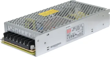 RS-150-12 150W 12VDC Switchmode Power Supply The Mean Well RS-150-12 has a rated output of 150W at 12V DC. This range of switchmode power supplies offer high efficiency DC power in a compact enclosure. They are designed to be installed within a secondary cabinet as the 240V input terminals are exposed.