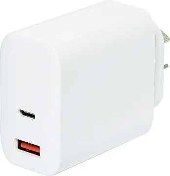 Dual Output USB-C QC3.0 65W PD Wall Charger This powerful 65W USB charger features a QuickCharge 3.0 port as well as a USB C port to suit the latest devices.