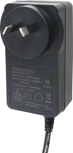 9V DC, 5.0 Amp switch mode plug pack supplied with a fixed positive to tip 2.1mm DC jack.