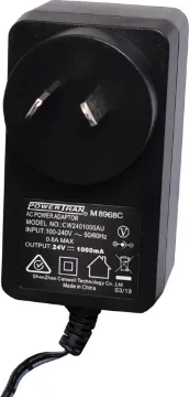 24V DC 1A Appliance Power Supply Adapter 24V DC Switchmode Plugpack Supplied with fixed 2.1mm DC tip (tip positive). Compact design with high current regulated output. Energy authority approved. MEPS approved. 
24VDC @ 1A.