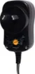A slim line multi-voltage plug pack with the adjustment switch on the side of the unit that faces the wall when installed. This prevents accidental change of output voltage which may cause damage to a connected appliance.  2A max output.